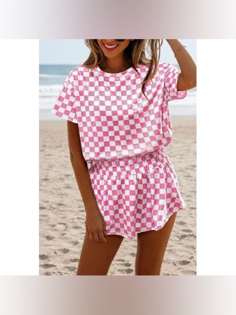 BRAND NEW WITH TAGS Pink Checkered 2-Piece Skort Set
